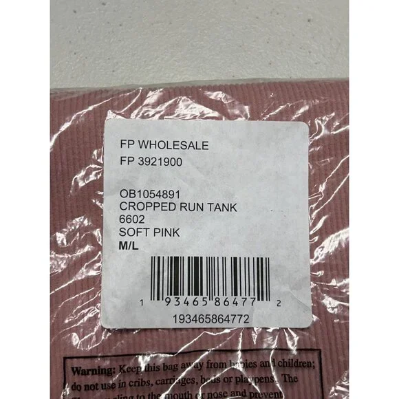 Free People Movement Cropped Run Tank in Soft Pink - Size M/L - New - Picture 4 of 4